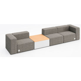 Conversa 3 Person Sofa w/ Natural Occasional Table & Power Outlet, Connelly Dove Fabric