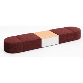 Conversa 4 Person Modular Seating w/ Natural Occasional Table, Connelly Firefinch Fabric