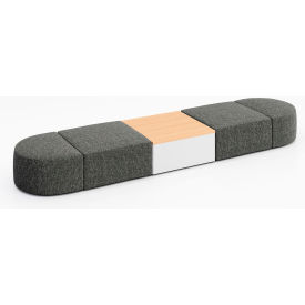 Conversa 4 Person Modular Seating with Natural Occasional Table, Connelly Owl Fabric