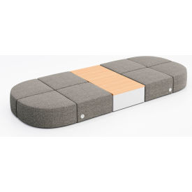 Conversa 8 Person Modular Seating w/ Natural Table & Power Outlet, Connelly Dove Fabric