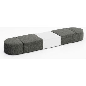 Conversa 4 Person Modular Seating with White Occasional Table, Connelly Owl Fabric