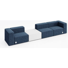 Conversa 3 Person Sofa w/White Occasional Table & Power Outlet, Connelly Blue Jay Fabric