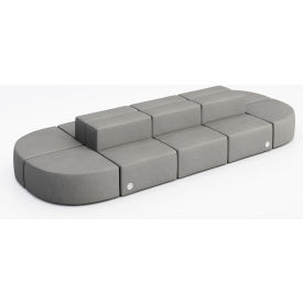 Conversa 10 Person Modular Seating with Power Outlet, Dillon Steel Vinyl