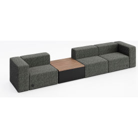 Conversa 3 Person Sofa with Studio Teak Table & Power Outlet, Connelly Owl Fabric