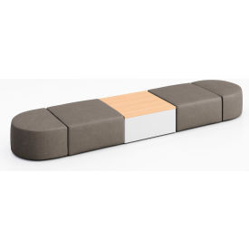 Conversa 4 Person Modular Seating with Natural Occasional Table, Dillon Storm Vinyl