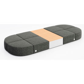 Conversa 8 Person Modular Seating with Natural Table & Power Outlet, Connelly Owl Fabric