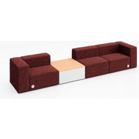 Conversa 3 Person Sofa with Natural Table & Power Outlet, Connelly Firefinch Fabric