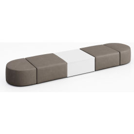 Conversa 4 Person Modular Seating with White Occasional Table, Dillon Storm Vinyl