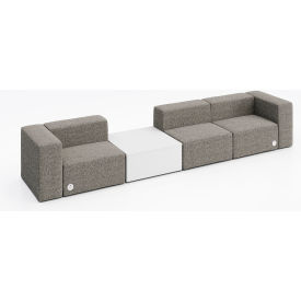 Conversa 3 Person Sofa with White Occasional Table & Power Outlet, Connelly Dove Fabric