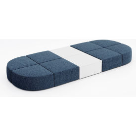 Conversa 8 Person Modular Seating with White Occasional Table, Connelly Blue Jay Fabric
