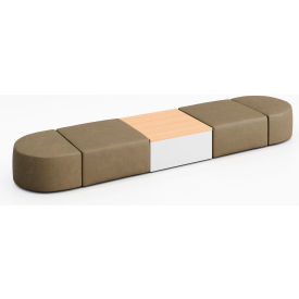 Conversa 4 Person Modular Seating with Natural Occasional Table, Dillon Safari Vinyl