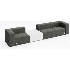 Conversa 3 Person Sofa with White Occasional Table & Power Outlet, Connelly Owl Fabric