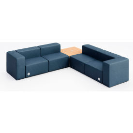 Conversa 4 Person Corner Sofa with Natural Table & Power Outlet, Dillon Ocean Vinyl