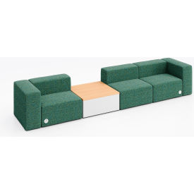 Conversa 3 Person Sofa with Natural Table & Power Outlet, Connelly Peacock Fabric