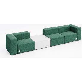 Conversa 3 Person Sofa w/ White Occasional Table & Power Outlet, Connelly Peacock Fabric