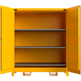 Flammable Safety Cabinet, Manual Close, 120 Gal. Capacity, 59"W x 34"D x 70"H, Yellow