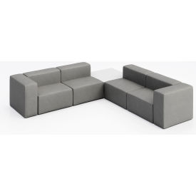 Conversa 4 Person Corner Sofa with White Occasional Table, Dillon Steel Vinyl