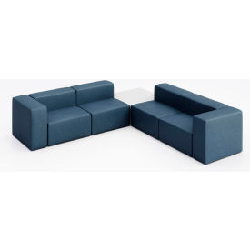 Conversa 4 Person Corner Sofa with White Occasional Table, Dillon Ocean Vinyl