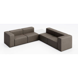 Conversa 4 Person Corner Sofa with White Occasional Table, Dillon Storm Vinyl