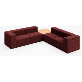 Conversa 4 Person Corner Sofa with Natural Occasional Table, Connelly Firefinch Fabric