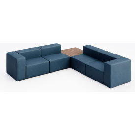Conversa 4 Person Corner Sofa with Studio Teak Occasional Table, Dillon Ocean Vinyl