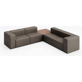 Conversa 4 Person Corner Sofa with Studio Teak Occasional Table, Dillon Storm Vinyl
