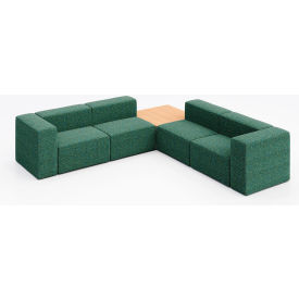 Conversa 4 Person Corner Sofa with Natural Occasional Table, Connelly Peacock Fabric