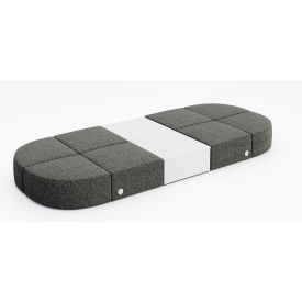 Conversa 8 Person Modular Seating with White Table & Power Outlet, Connelly Owl Fabric