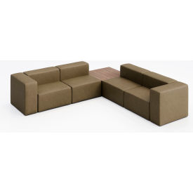 Conversa 4 Person Corner Sofa with Studio Teak Occasional Table, Dillon Safari Vinyl