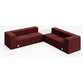 Conversa 4 Person Corner Sofa with White Table & Power Outlet, Connelly Firefinch Fabric