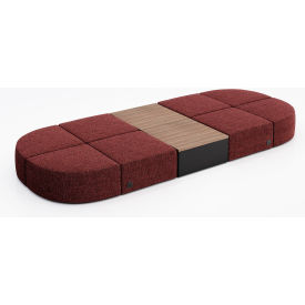 8 Person Modular Seating w/ Studio Teak Table & Power Outlet, Connelly Firefinch Fabric