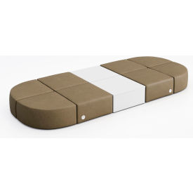Conversa 8 Person Modular Seating with White Table & Power Outlet, Dillon Safari Vinyl