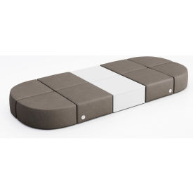 Conversa 8 Person Modular Seating with White Table & Power Outlet, Dillon Storm Vinyl