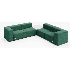 Conversa 4 Person Corner Sofa with White Table & Power Outlet, Connelly Peacock Fabric