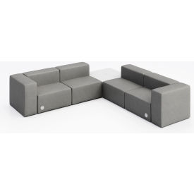 Conversa 4 Person Corner Sofa with White Table & Power Outlet, Dillon Steel Vinyl