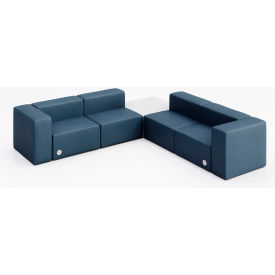 Conversa 4 Person Corner Sofa with White Table & Power Outlet, Dillon Ocean Vinyl