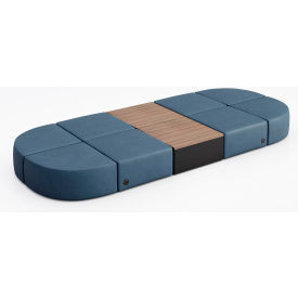 Conversa 8 Person Modular Seating w/Studio Teak Table & Power Outlet, Dillon Ocean Vinyl