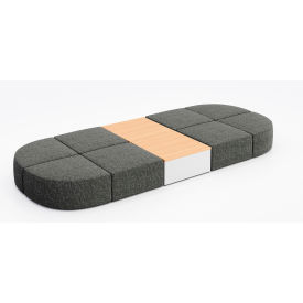 Conversa 8 Person Modular Seating with Natural Occasional Table, Connelly Owl Fabric