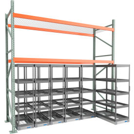 12' Wide Above Rack with (3) 42" x 24" & (3) 42" x 18" Under Rack Carriages