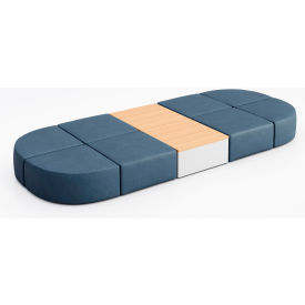 Conversa 8 Person Modular Seating with Natural Occasional Table, Dillon Ocean Vinyl