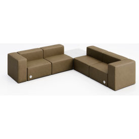 Conversa 4 Person Corner Sofa with White Table & Power Outlet, Dillon Safari Vinyl