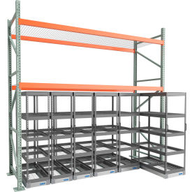 12' Wide Above Rack with (3) 48" x 24" & (3) 48" x 18" Under Rack Carriages
