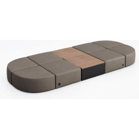 Conversa 8 Person Modular Seating w/Studio Teak Table & Power Outlet, Dillon Storm Vinyl