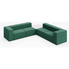 Conversa 4 Person Corner Sofa with White Occasional Table, Connelly Peacock Fabric
