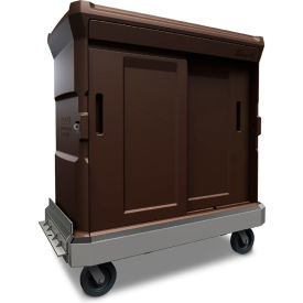 Chuckwagon Max Food Delivery Cart w/Locking Hasp Doors, 64" x 33" x 64", Brown
