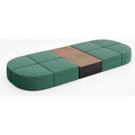 Conversa 8 Person Modular Seating with Studio Teak Table, Connelly Peacock Fabric