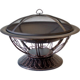 Wood Burning Fire Pit with Scroll Design, Black