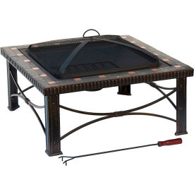 Square Slate Tile Wood Burning Fire Pit, Black