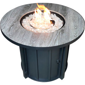 Faux Wood Tile Top Fire Pit, Black