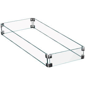Rectangular Fire Pit Glass Wind Screen, Clear